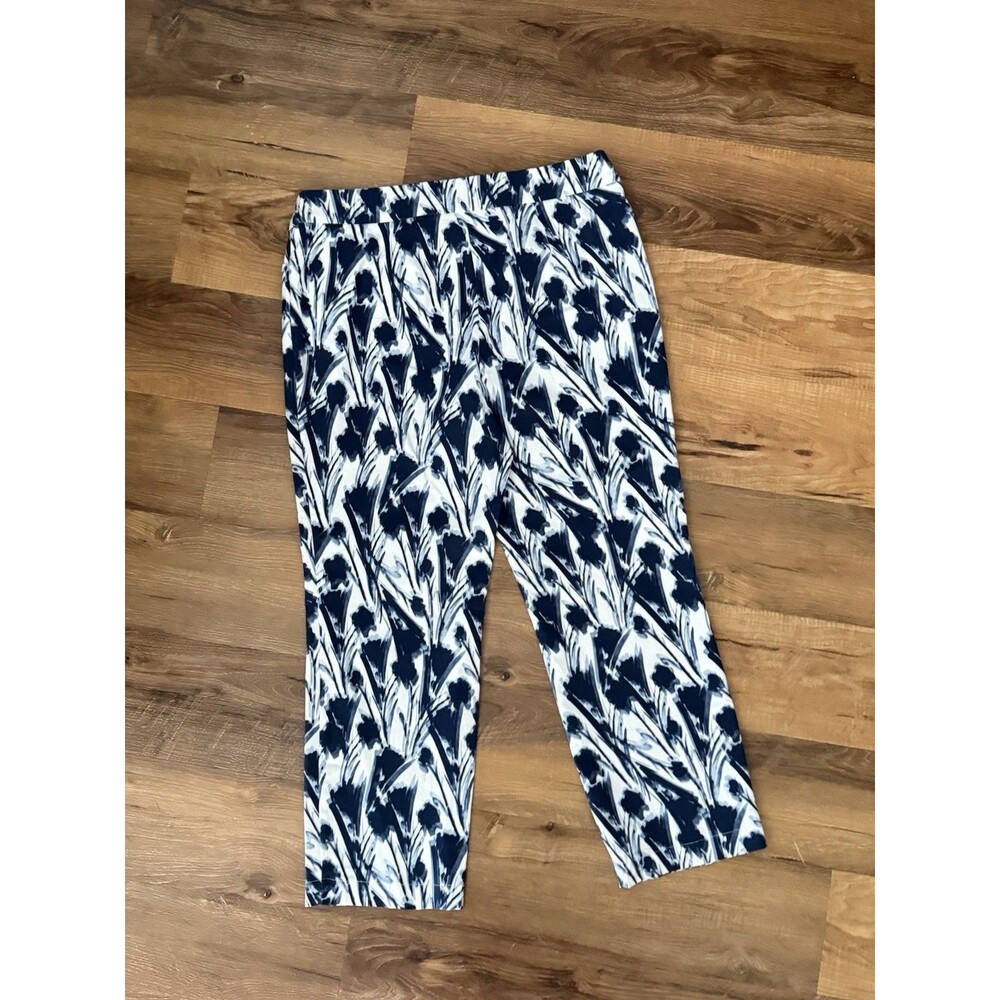Marla Wynne Flatter Fit Stretch Capri Trousers Indigo/Cloud Pattern Size 14 NWOT - Picture 4 of 4